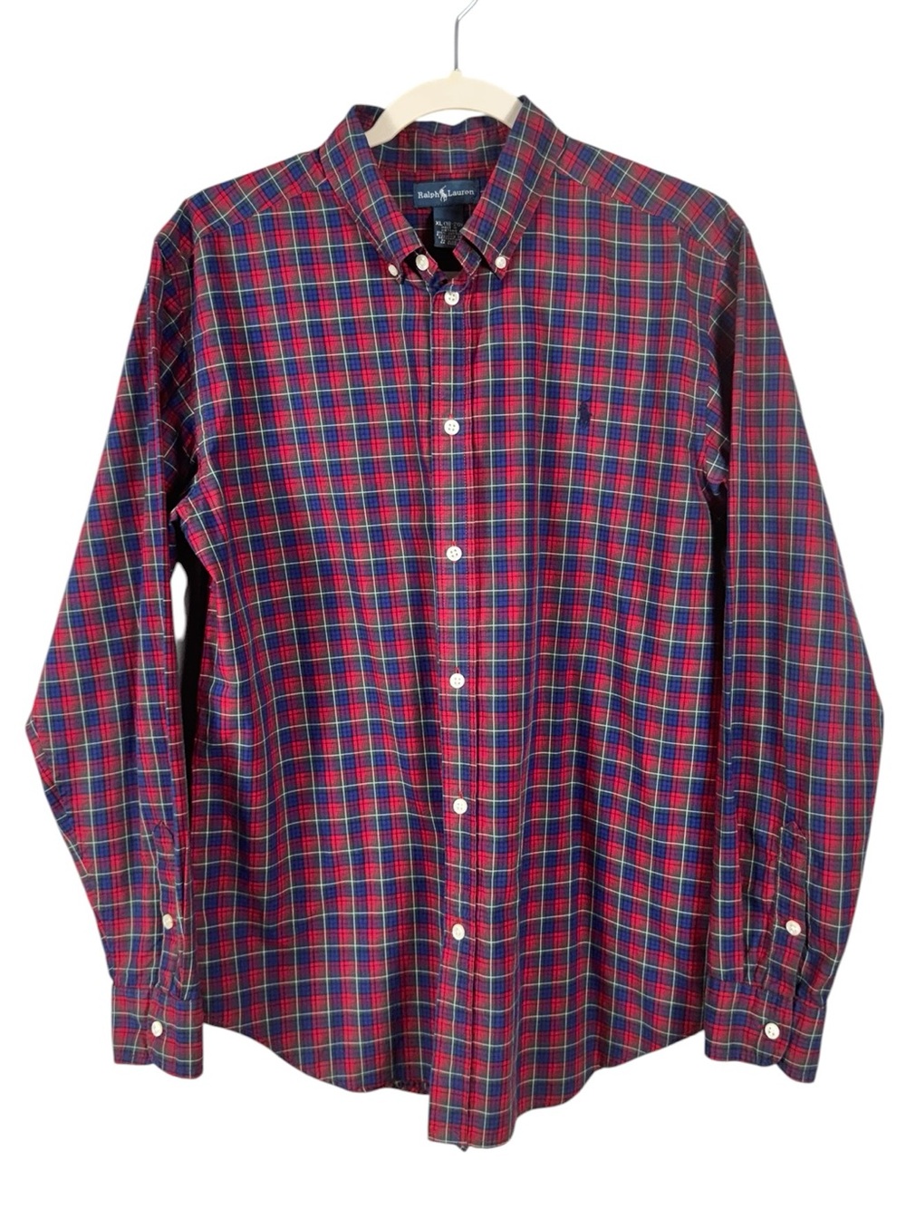 Vintage Ralph Lauren Classic Boys Button Up Shirt XL Preppy Plaid
